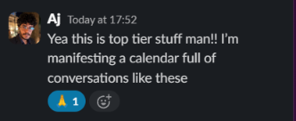 Slack message from Aj, Cursorlock