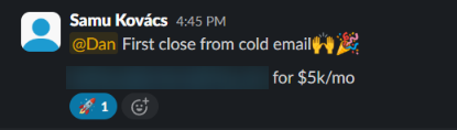 Slack message from Samu Kovács, KS Media